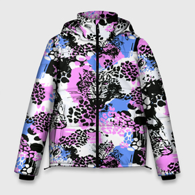 Мужская зимняя куртка 3D с принтом Multicolored wild cats в Белгороде, верх — 100% полиэстер; подкладка — 100% полиэстер; утеплитель — 100% полиэстер | длина ниже бедра, свободный силуэт Оверсайз. Есть воротник-стойка, отстегивающийся капюшон и ветрозащитная планка. 

Боковые карманы с листочкой на кнопках и внутренний карман на молнии. | Тематика изображения на принте: 