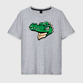 Мужская футболка хлопок Oversize с принтом Я крокодильчик , 100% хлопок | свободный крой, круглый ворот, “спинка” длиннее передней части | 