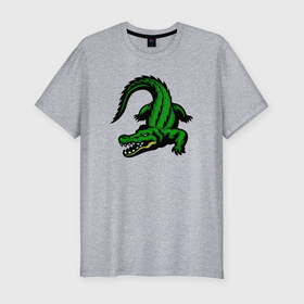 Мужская футболка хлопок Slim с принтом Крадущийся крокодил в Белгороде, 92% хлопок, 8% лайкра | приталенный силуэт, круглый вырез ворота, длина до линии бедра, короткий рукав | 