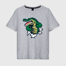 Мужская футболка хлопок Oversize с принтом Душа крокодила , 100% хлопок | свободный крой, круглый ворот, “спинка” длиннее передней части | 