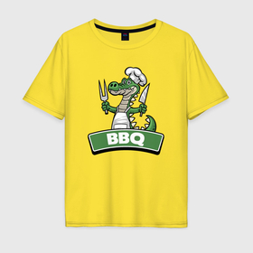 Мужская футболка хлопок Oversize с принтом Барбекю от крокодила , 100% хлопок | свободный крой, круглый ворот, “спинка” длиннее передней части | 