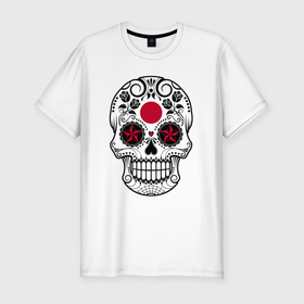 Мужская футболка хлопок Slim с принтом Japan skull в Тюмени, 92% хлопок, 8% лайкра | приталенный силуэт, круглый вырез ворота, длина до линии бедра, короткий рукав | 
