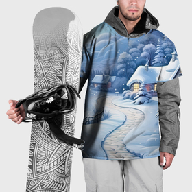 Накидка на куртку 3D с принтом Тропинка в новый год в Санкт-Петербурге, 100% полиэстер |  | Тематика изображения на принте: 