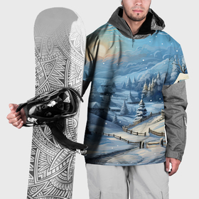 Накидка на куртку 3D с принтом Зимние  снежные  елки в Екатеринбурге, 100% полиэстер |  | 