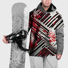 Накидка на куртку 3D с принтом Киберпанк линии белые и красные , 100% полиэстер |  | 