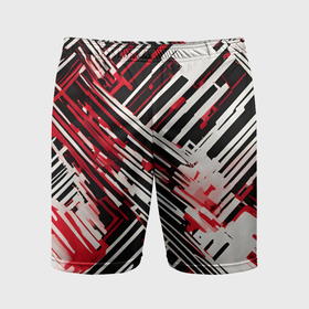Мужские шорты спортивные с принтом Киберпанк линии белые и красные ,  |  | Тематика изображения на принте: 