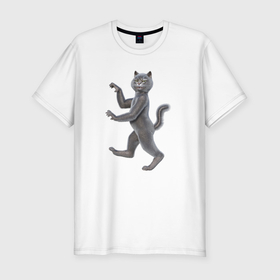 Мужская футболка хлопок Slim с принтом Геральдический кот в Петрозаводске, 92% хлопок, 8% лайкра | приталенный силуэт, круглый вырез ворота, длина до линии бедра, короткий рукав | 