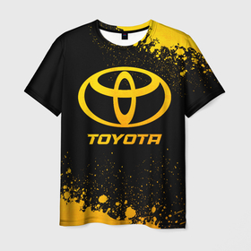 Мужская футболка 3D с принтом Toyota   gold gradient в Екатеринбурге, 100% полиэфир | прямой крой, круглый вырез горловины, длина до линии бедер | 