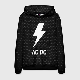 Мужская толстовка 3D с принтом AC DC glitch на темном фоне в Ухте, 100% полиэстер | двухслойный капюшон со шнурком для регулировки, мягкие манжеты на рукавах и по низу толстовки, спереди карман-кенгуру с мягким внутренним слоем. | 