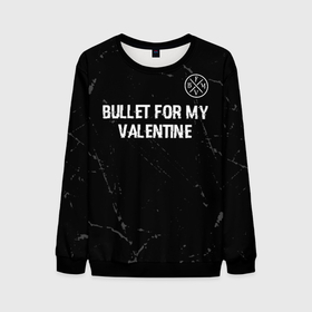 Мужской свитшот 3D с принтом Bullet For My Valentine glitch на темном фоне посередине в Екатеринбурге, 100% полиэстер с мягким внутренним слоем | круглый вырез горловины, мягкая резинка на манжетах и поясе, свободная посадка по фигуре | 