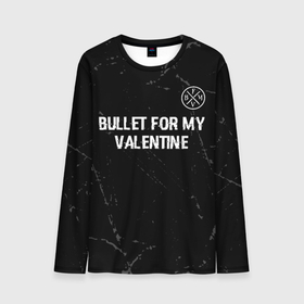 Мужской лонгслив 3D с принтом Bullet For My Valentine glitch на темном фоне посередине в Новосибирске, 100% полиэстер | длинные рукава, круглый вырез горловины, полуприлегающий силуэт | 