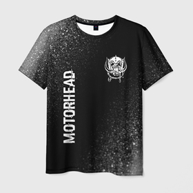 Мужская футболка 3D с принтом Motorhead glitch на темном фоне вертикально в Екатеринбурге, 100% полиэфир | прямой крой, круглый вырез горловины, длина до линии бедер | Тематика изображения на принте: 