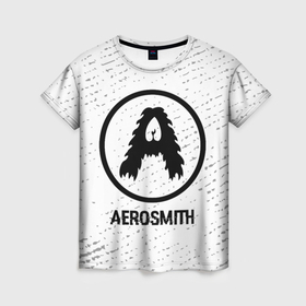 Женская футболка 3D с принтом Aerosmith glitch на светлом фоне , 100% полиэфир ( синтетическое хлопкоподобное полотно) | прямой крой, круглый вырез горловины, длина до линии бедер | 