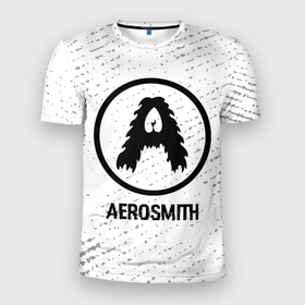 Мужская футболка 3D Slim с принтом Aerosmith glitch на светлом фоне в Петрозаводске, 100% полиэстер с улучшенными характеристиками | приталенный силуэт, круглая горловина, широкие плечи, сужается к линии бедра | 