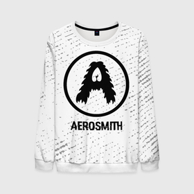 Мужской свитшот 3D с принтом Aerosmith glitch на светлом фоне , 100% полиэстер с мягким внутренним слоем | круглый вырез горловины, мягкая резинка на манжетах и поясе, свободная посадка по фигуре | 