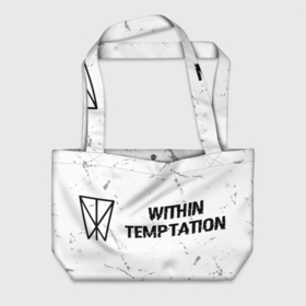 Пляжная сумка 3D с принтом Within Temptation glitch на светлом фоне по горизонтали в Екатеринбурге, 100% полиэстер | застегивается на металлическую кнопку; внутренний карман застегивается на молнию. Стенки укреплены специальным мягким материалом, чтобы защитить содержимое от несильных ударов
 | 