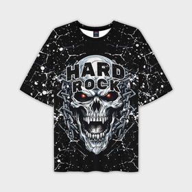 Мужская футболка oversize 3D с принтом Hard rock   evil skull в Новосибирске,  |  | 