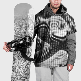 Накидка на куртку 3D с принтом Чёрно белый точечный абстрактный фон в Курске, 100% полиэстер |  | 
