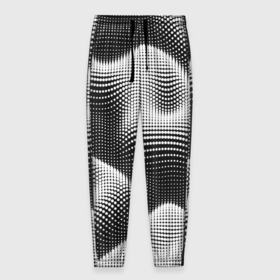 Мужские брюки 3D с принтом Чёрно белый точечный абстрактный фон в Санкт-Петербурге, 100% полиэстер | манжеты по низу, эластичный пояс регулируется шнурком, по бокам два кармана без застежек, внутренняя часть кармана из мелкой сетки | 