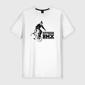 Мужская футболка хлопок Slim с принтом Extreme BMX в Тюмени, 92% хлопок, 8% лайкра | приталенный силуэт, круглый вырез ворота, длина до линии бедра, короткий рукав | Тематика изображения на принте: 