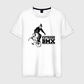 Мужская футболка хлопок с принтом Extreme BMX в Белгороде, 100% хлопок | прямой крой, круглый вырез горловины, длина до линии бедер, слегка спущенное плечо. | Тематика изображения на принте: 