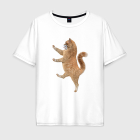 Мужская футболка хлопок Oversize с принтом Рыжий геральдический кот в Тюмени, 100% хлопок | свободный крой, круглый ворот, “спинка” длиннее передней части | 