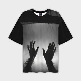 Мужская футболка oversize 3D с принтом Руки зомби в ночном тумане в Курске,  |  | 