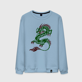 Мужской свитшот хлопок с принтом Символ года   зелёный дракон , 100% хлопок |  | Тематика изображения на принте: 