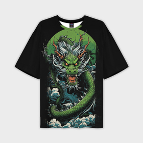Мужская футболка oversize 3D с принтом Зеленый дракон   символ 2024 в Санкт-Петербурге,  |  | 