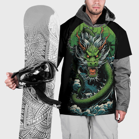 Накидка на куртку 3D с принтом Зеленый дракон   символ 2024 в Санкт-Петербурге, 100% полиэстер |  | Тематика изображения на принте: 