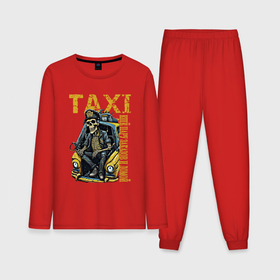 Мужская пижама с лонгсливом хлопок с принтом Таксист на подработке в Тюмени,  |  | Тематика изображения на принте: 