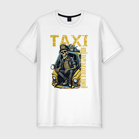 Мужская футболка хлопок Slim с принтом Таксист на подработке в Тюмени, 92% хлопок, 8% лайкра | приталенный силуэт, круглый вырез ворота, длина до линии бедра, короткий рукав | Тематика изображения на принте: 
