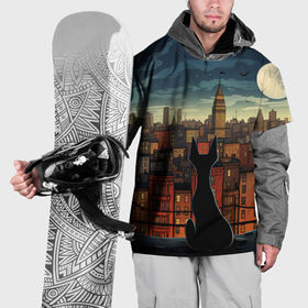 Накидка на куртку 3D с принтом Пёсик на фоне города в стиле фолк арт в Курске, 100% полиэстер |  | Тематика изображения на принте: 