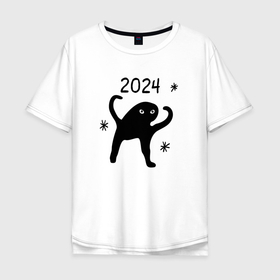 Мужская футболка хлопок Oversize с принтом 2024   ъуъ мем в Белгороде, 100% хлопок | свободный крой, круглый ворот, “спинка” длиннее передней части | 
