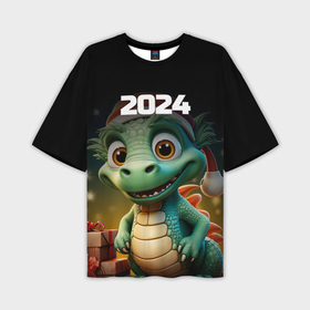 Мужская футболка oversize 3D с принтом Милый дракон 2024 символ года в Тюмени,  |  | Тематика изображения на принте: 