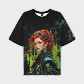 Мужская футболка oversize 3D с принтом Рыжая боевая девушка в Санкт-Петербурге,  |  | Тематика изображения на принте: 