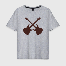 Мужская футболка хлопок Oversize с принтом Guitars style в Санкт-Петербурге, 100% хлопок | свободный крой, круглый ворот, “спинка” длиннее передней части | 