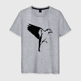 Мужская футболка хлопок с принтом Птица летит трафарет , 100% хлопок | прямой крой, круглый вырез горловины, длина до линии бедер, слегка спущенное плечо. | 