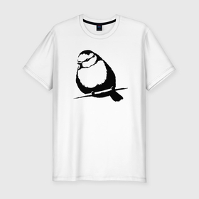 Мужская футболка хлопок Slim с принтом Снегирь трафарет в Курске, 92% хлопок, 8% лайкра | приталенный силуэт, круглый вырез ворота, длина до линии бедра, короткий рукав | 