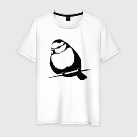 Мужская футболка хлопок с принтом Снегирь трафарет в Петрозаводске, 100% хлопок | прямой крой, круглый вырез горловины, длина до линии бедер, слегка спущенное плечо. | 
