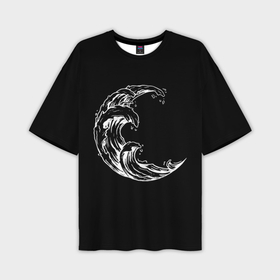 Мужская футболка oversize 3D с принтом Moon wave в Курске,  |  | 