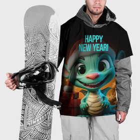 Накидка на куртку 3D с принтом Happy new year green  dragon в Екатеринбурге, 100% полиэстер |  | Тематика изображения на принте: 