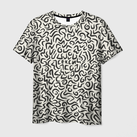 Мужская футболка 3D с принтом Секси   зашифрованная надпись в Тюмени, 100% полиэфир | прямой крой, круглый вырез горловины, длина до линии бедер | 
