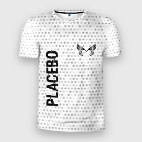 Мужская футболка 3D Slim с принтом Placebo glitch на светлом фоне вертикально в Екатеринбурге, 100% полиэстер с улучшенными характеристиками | приталенный силуэт, круглая горловина, широкие плечи, сужается к линии бедра | 
