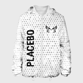Мужская куртка 3D с принтом Placebo glitch на светлом фоне вертикально в Екатеринбурге, ткань верха — 100% полиэстер, подклад — флис | прямой крой, подол и капюшон оформлены резинкой с фиксаторами, два кармана без застежек по бокам, один большой потайной карман на груди. Карман на груди застегивается на липучку | 
