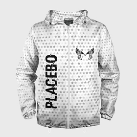 Мужская ветровка 3D с принтом Placebo glitch на светлом фоне вертикально в Белгороде, 100% полиэстер | подол и капюшон оформлены резинкой с фиксаторами, два кармана без застежек по бокам, один потайной карман на груди | 