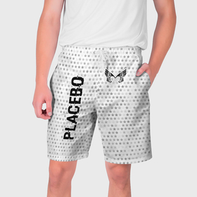 Мужские шорты 3D с принтом Placebo glitch на светлом фоне вертикально в Екатеринбурге,  полиэстер 100% | прямой крой, два кармана без застежек по бокам. Мягкая трикотажная резинка на поясе, внутри которой широкие завязки. Длина чуть выше колен | 