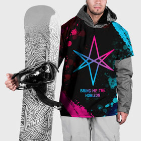Накидка на куртку 3D с принтом Bring Me the Horizon   neon gradient в Кировске, 100% полиэстер |  | 