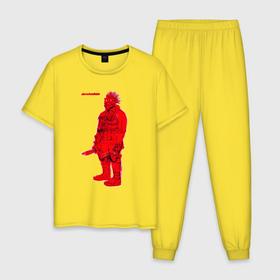 Мужская пижама хлопок с принтом Кайман из дорохедоро в Белгороде, 100% хлопок | брюки и футболка прямого кроя, без карманов, на брюках мягкая резинка на поясе и по низу штанин
 | 