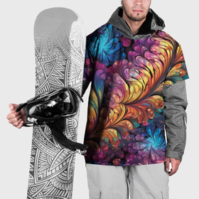 Накидка на куртку 3D с принтом Витиеватый разноцветный абстрактный узор в Тюмени, 100% полиэстер |  | Тематика изображения на принте: 